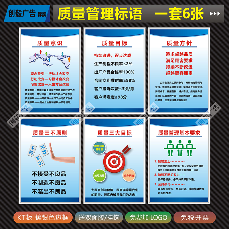 企業(yè)質(zhì)量管理標(biāo)語 公司產(chǎn)品品質(zhì)宣傳標(biāo)識(shí)牌 工廠質(zhì)量管理展板掛圖上墻